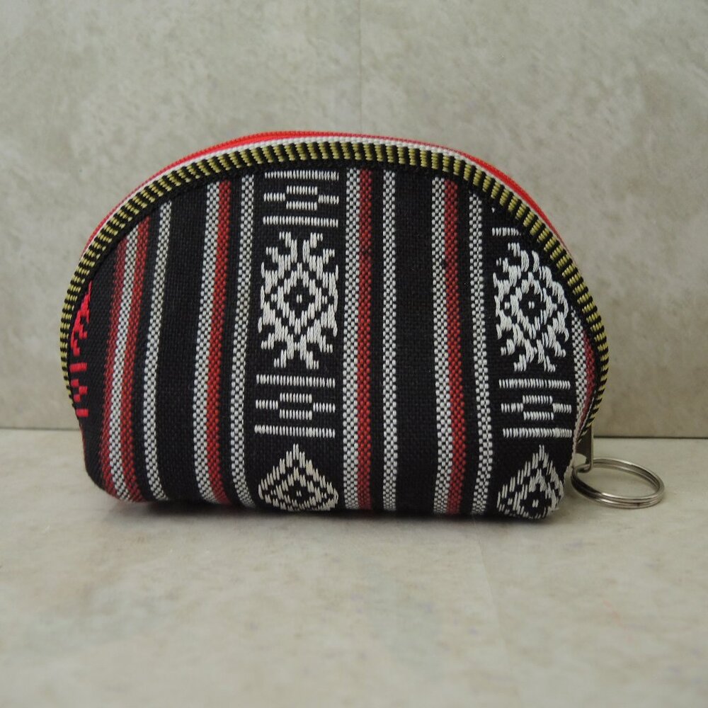 4/$25 Zip Close Change Purse Red, Black & White Striped Southwestern Pattern